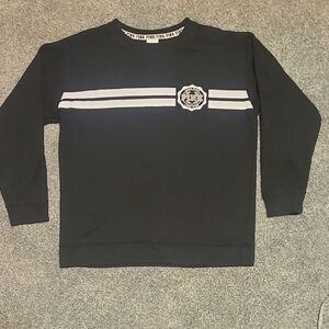 PINK Victoria's Secret Black Crewneck with White Stripes